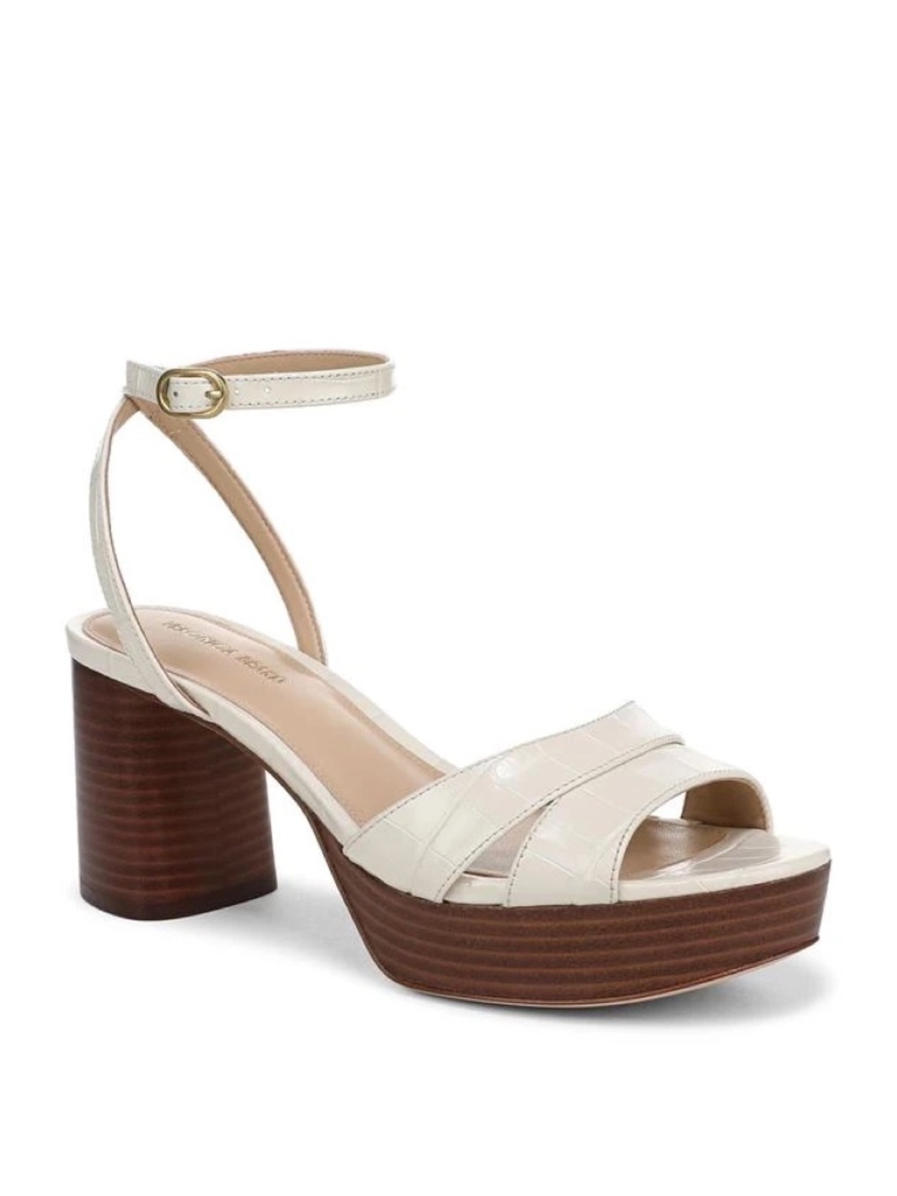 New Veronica Beard Drina Ankle Strap Platform Sandal Ivory Leather Sz 8